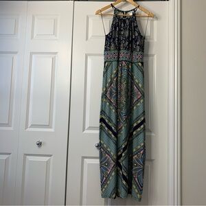 London Times Petite Morris Maxi Dress Paisley Halter Neck Size US 10P